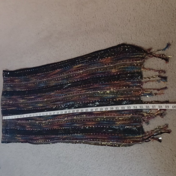 Multicolor Striped Scarf Shawl With Fringe And Sparkle - Picture 4 of 12